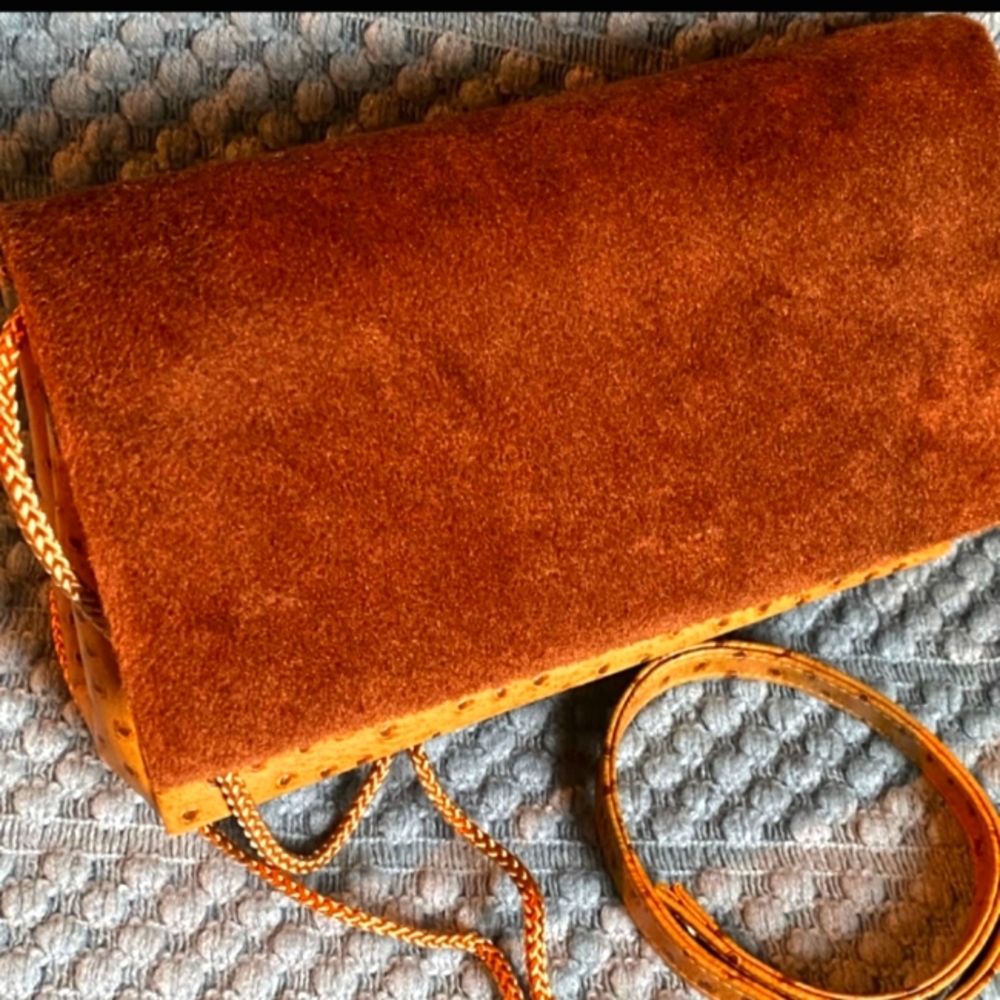 Faux Ostrich Leather and Faux Fur Clutch/Handbag 👜 and Shoulder Bag